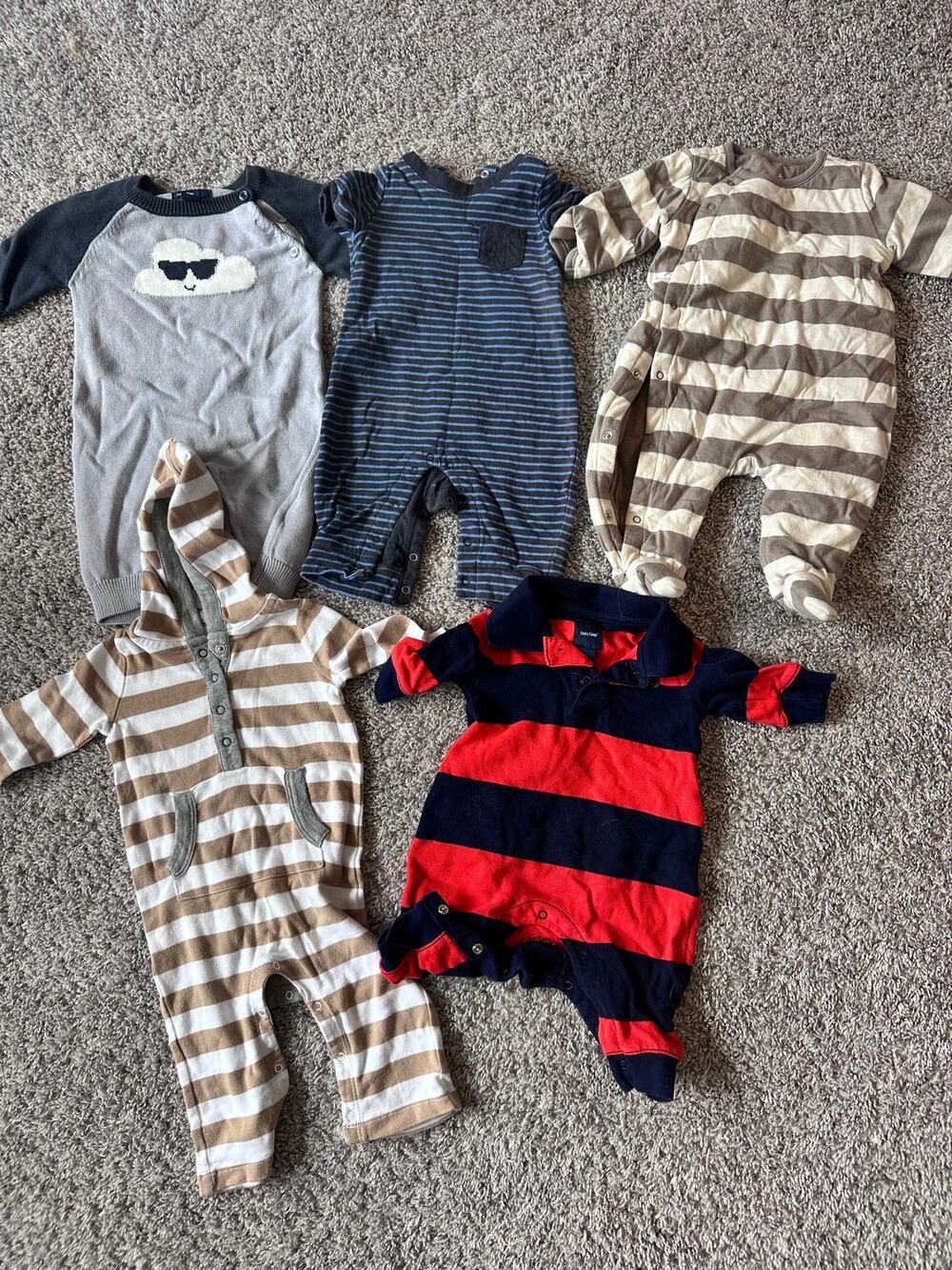 Baby Gap & Nordstrom Baby Size 0-3M One-Piece Romper & Sleeper Bundle (5 Items)